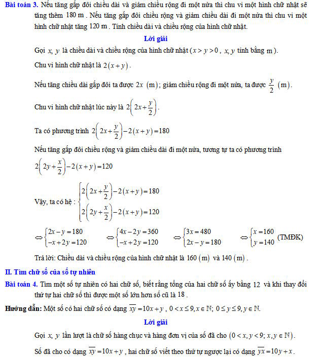 Giải bài toán bằng cách lập hệ phương trình