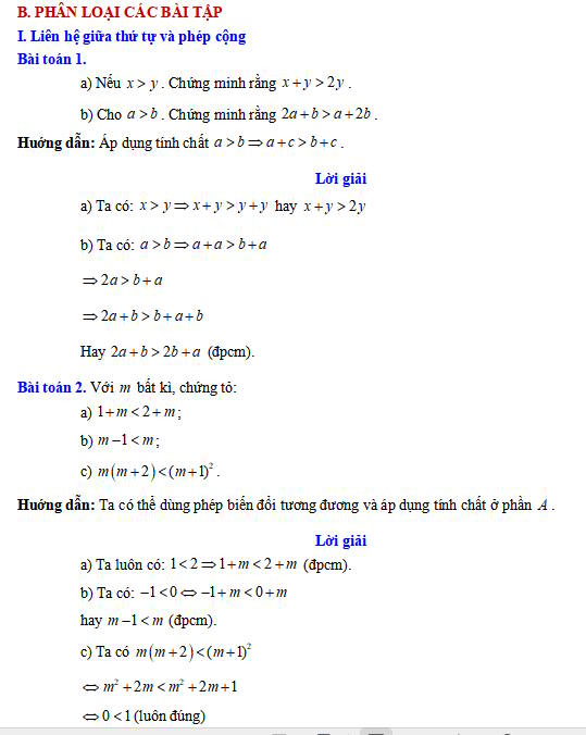 Bất đẳng thức và tính chất