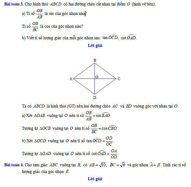 Tỉ số lượng giác của góc nhọn