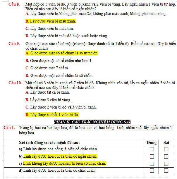 Làm quen với biến cố ngẫu nhiên