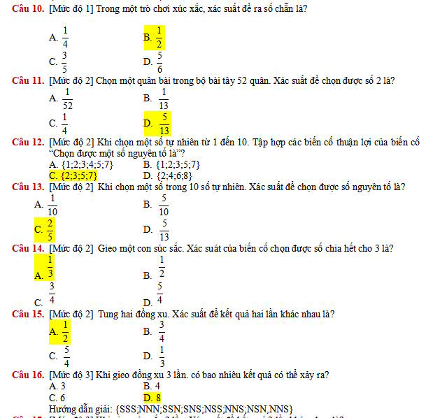 Làm quen với xác suất biến cố ngẫu nhiên