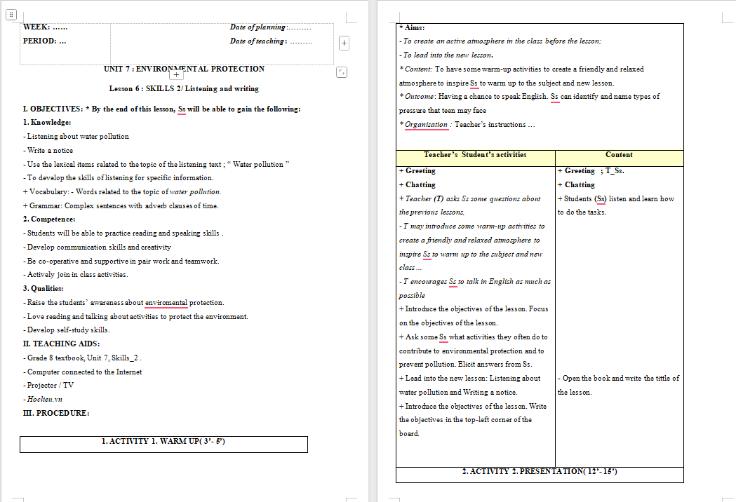 PowerPoint Tiếng Anh 8 Unit 7: Skills 2