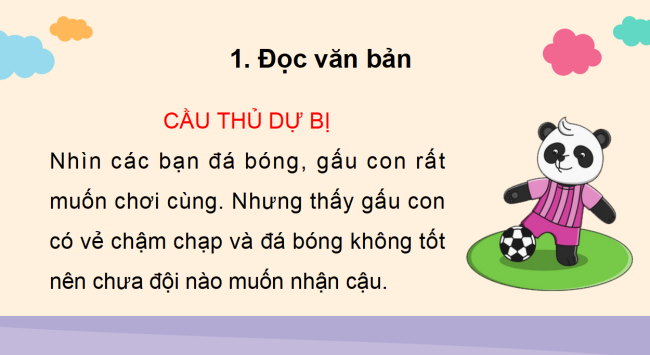 PowerPoint Tiếng Việt 2 Bài 8: Đọc Cầu thủ dự bị