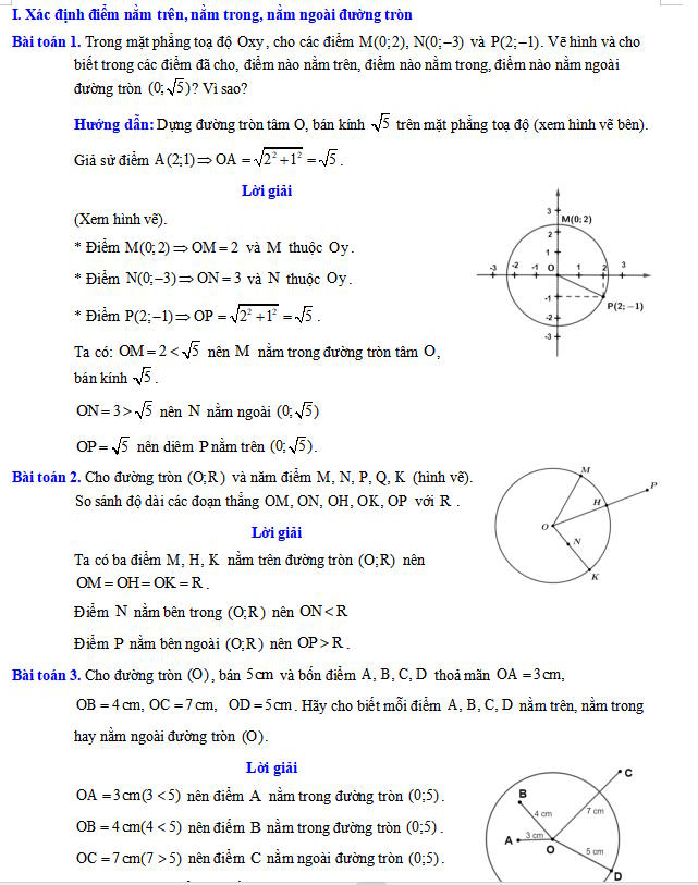 Các dạng bài tập về mở đầu về đường tròn Toán 9
