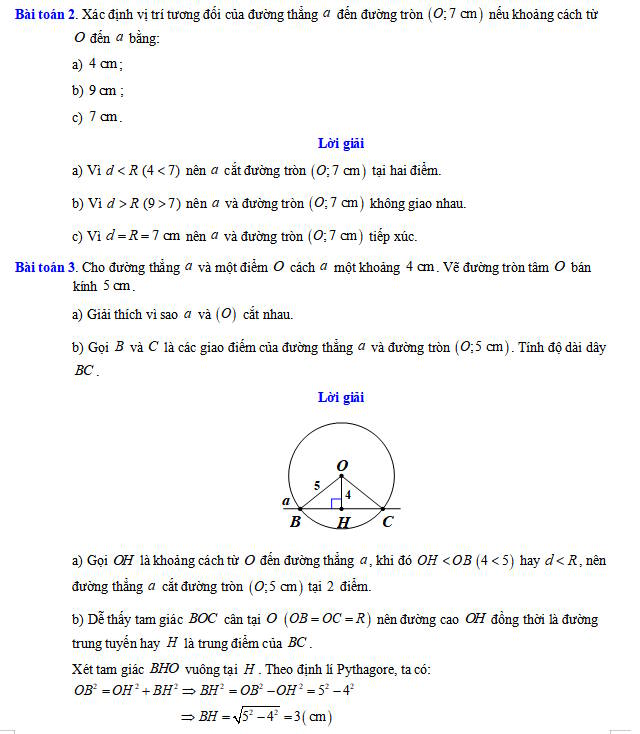 Vi trí tương đối của đường thẳng và đường tròn 