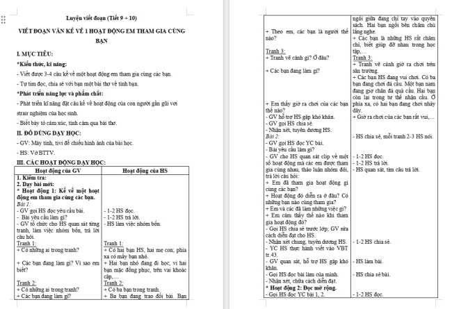 Giáo án Tiếng Việt 2 Bài 18: Viết đoạn văn kể về một hoạt động em tham gia cùng bạn. Đọc mở rộng