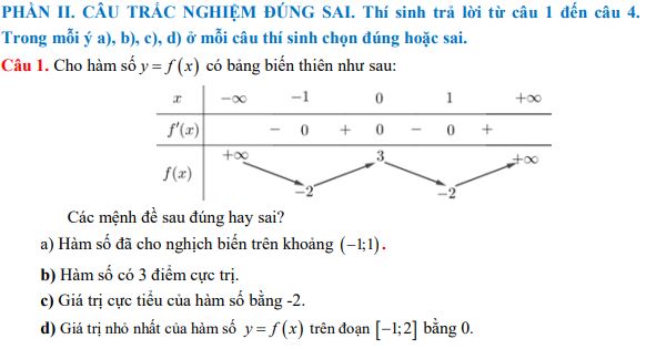 Đề thi giữa kì 1 lớp 12 môn Toán