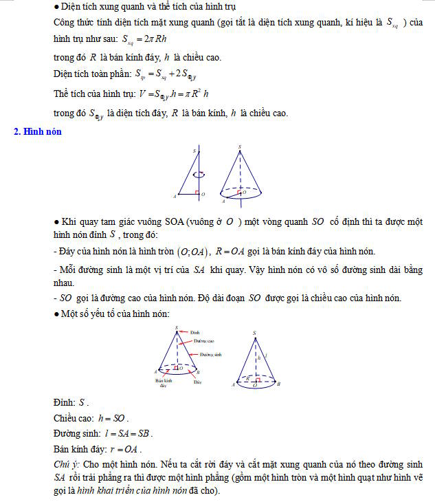 Hình trụ và hình nón