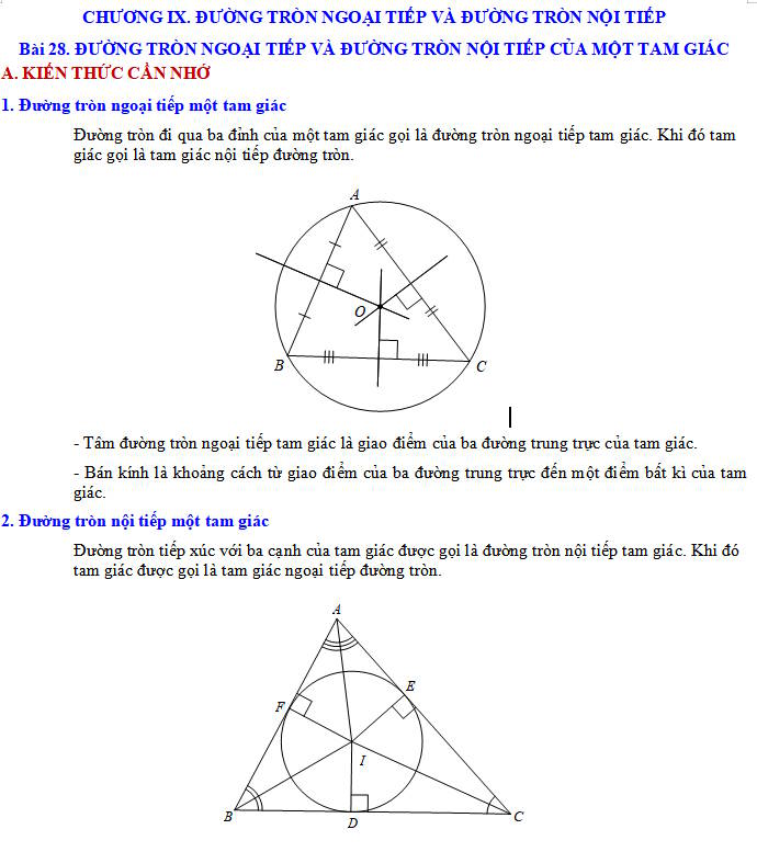 Đường tròn ngoại tiếp và đường tròn nội tiếp của một tam giác