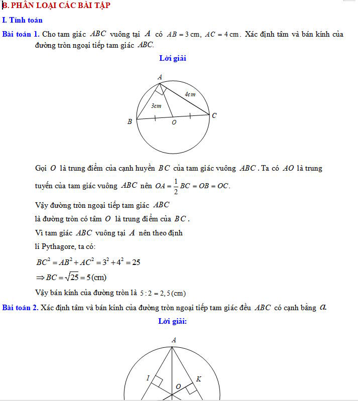 Đường tròn ngoại tiếp và đường tròn nội tiếp của một tam giác