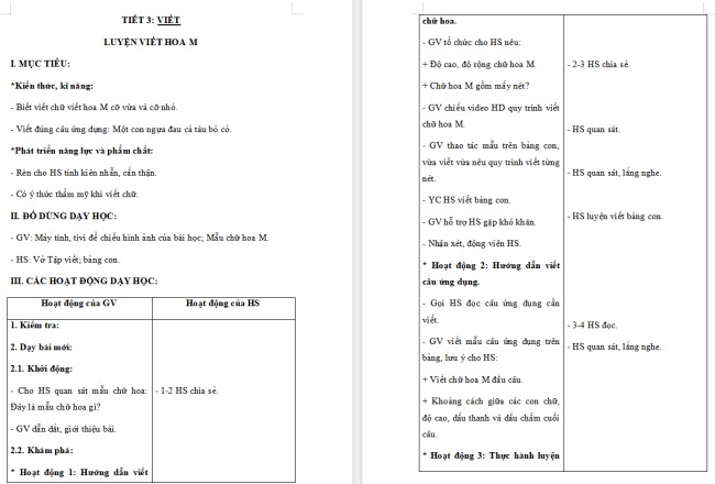 Giáo án Tiếng Việt 2 Bài 23: Chữ hoa M