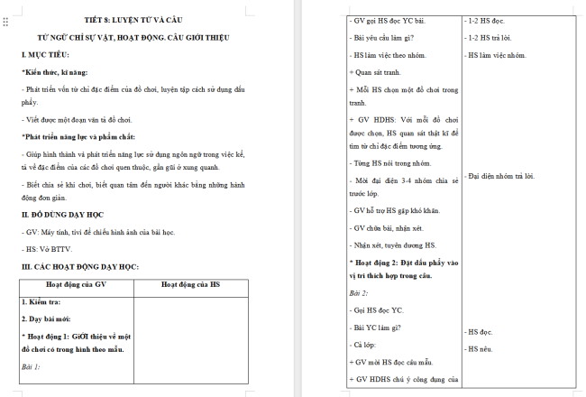 Giáo án Tiếng Việt 2 Bài 24: Mở rộng vốn từ về đồ chơi. Dấu phẩy