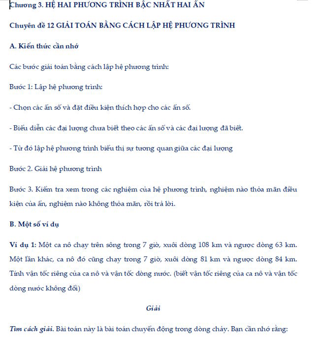 Giải toán bằng cách lập hệ phương trình