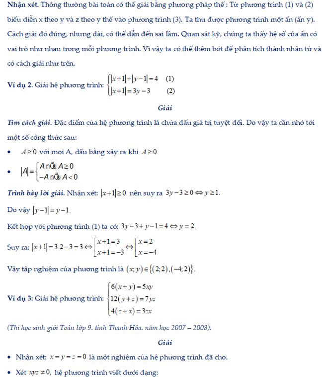 Hệ phương trình quy về hệ phương trình bậc nhất
