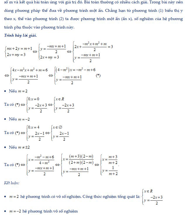 Hệ phương trình chứa tham số