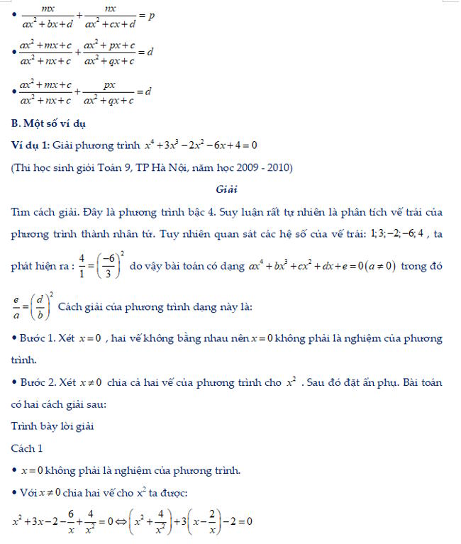 Phương trình quy về phương trình bậc hai