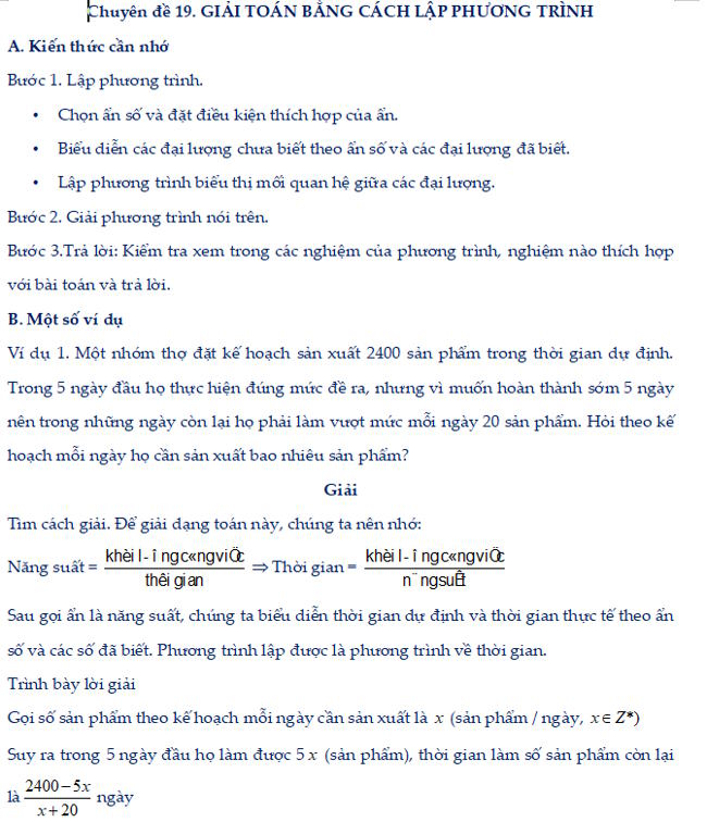 Giải toán bằng cách lập phương trình