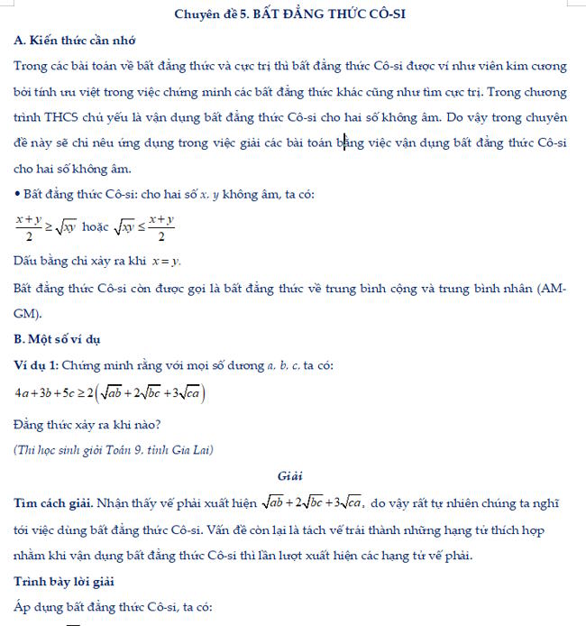 Bất đẳng thức côsi