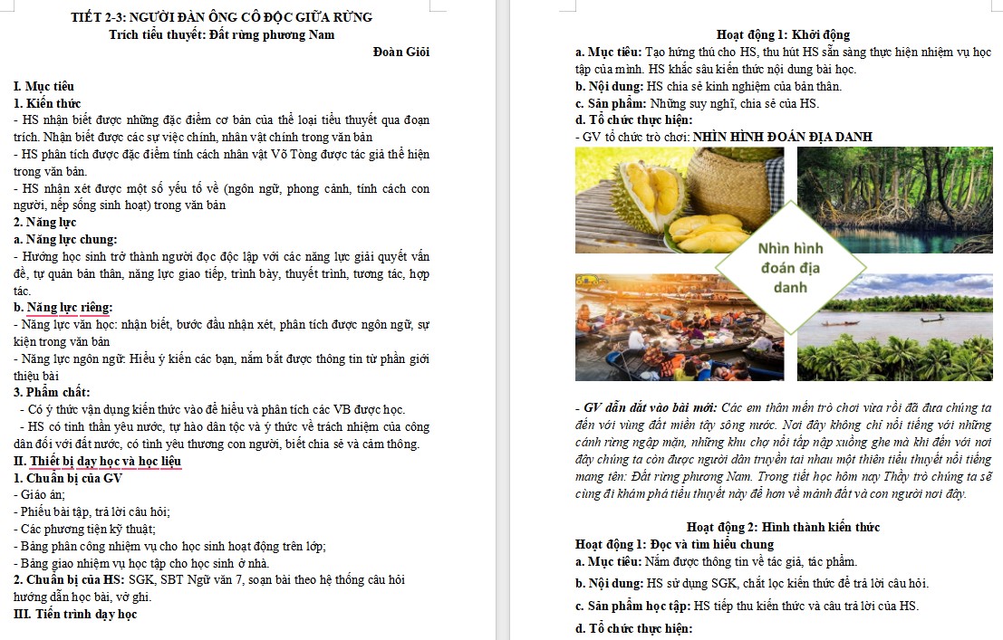 KHBD Ngữ văn 7 Bài Người đàn ông cô độc giữa rừng Cánh Diều