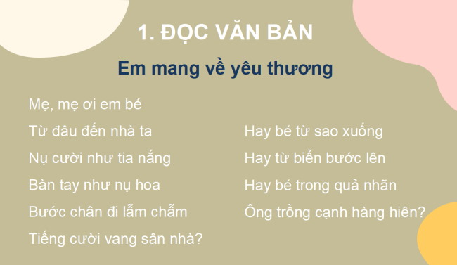 PowerPoint Tiếng Việt 2 Bài 26: Đọc Em mang về yêu thương