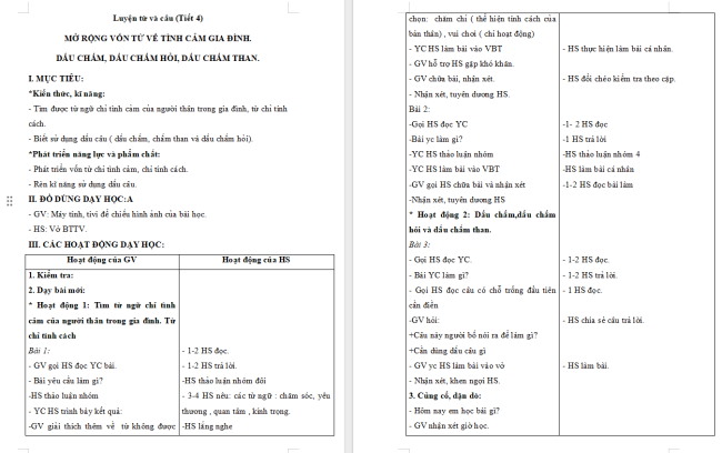 Giáo án Tiếng Việt 2 Bài 28: Mở rộng vốn từ về tình cảm gia đình. Dấu chấm, dấu chấm hỏi, dấu chấm than