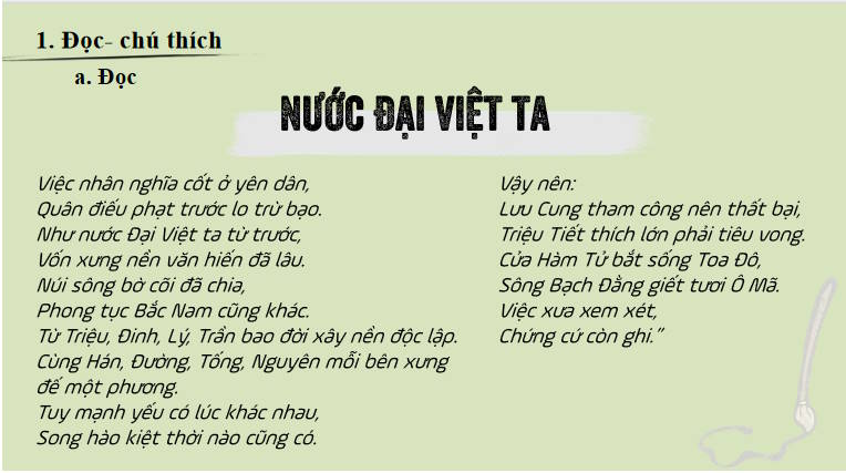 PowerPoint Ngữ văn 8 Bài 5 Nước Đại Việt ta