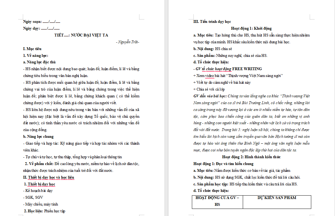 PowerPoint Ngữ văn 8 Bài 5 Nước Đại Việt ta