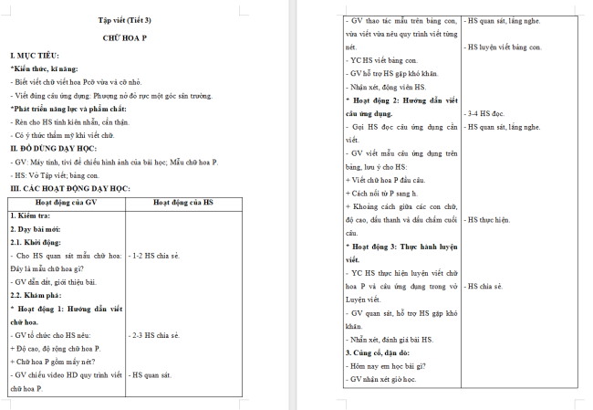 Giáo án Tiếng Việt 2 Bài 31: Chữ hoa P