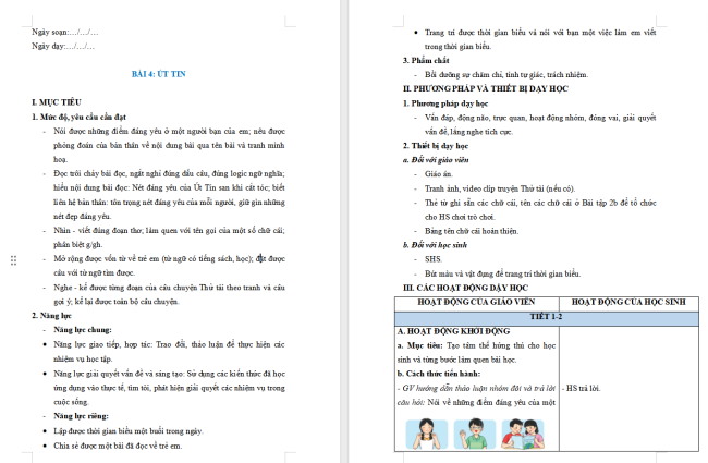 Giáo án Tiếng Việt 2 Bài 4: Nhìn - viết Ngày hôm qua đâu rồi?
