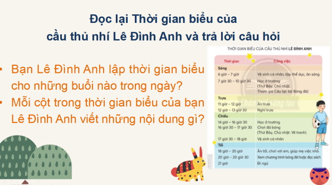 PowerPoint Tiếng Việt 2 Bài 4: Viết thời gian biểu