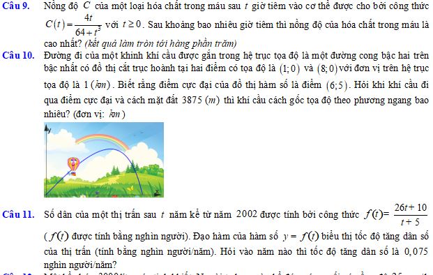 Tổng hợp các bài toán thức tế khảo sát hàm phân thức hữu tỉ