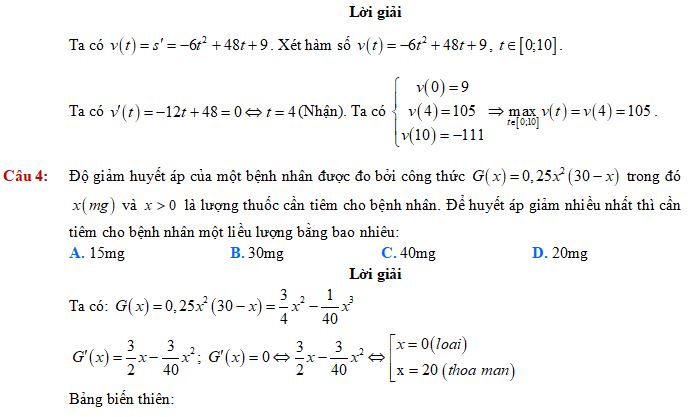 Ứng dụng đạo hàm để giải quyết một số vấn đề liên quan đến thực tiễn