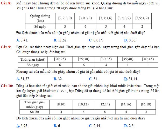 Phương sai và độ lệch chuẩn