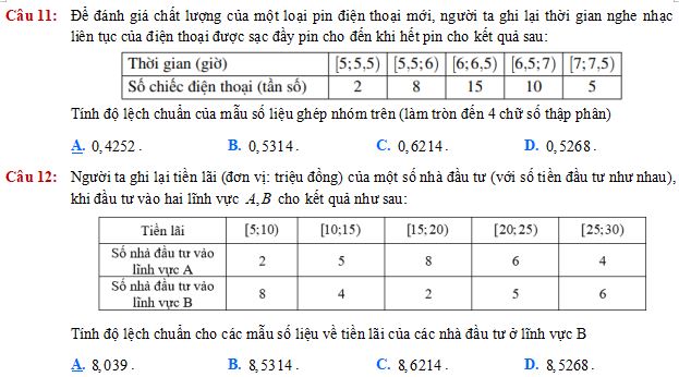 Phương sai và độ lệch chuẩn