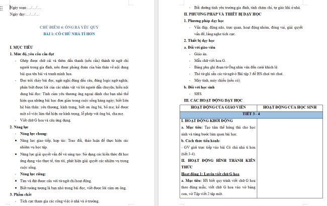 Giáo án Tiếng Việt 2 Bài 1: Từ chỉ hoạt động. Câu kiểu Ai làm gì?