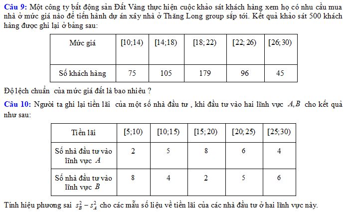 Trả lời ngắn Các số đặc trưng đo mức độ phân tán