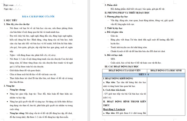 Giáo án Tiếng Việt 2 Bài 4: Mở rộng vốn từ Đồ vật (tiếp theo)