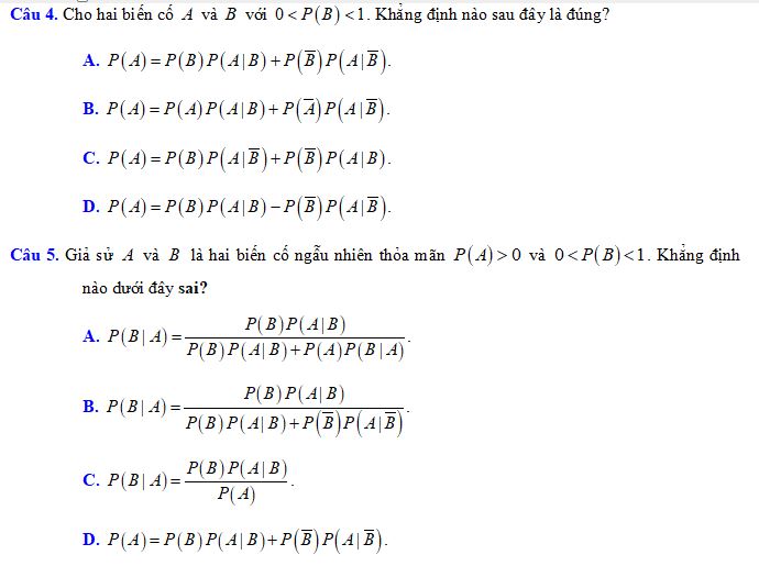 Công thức xác suất toàn phần - công thức Bayes