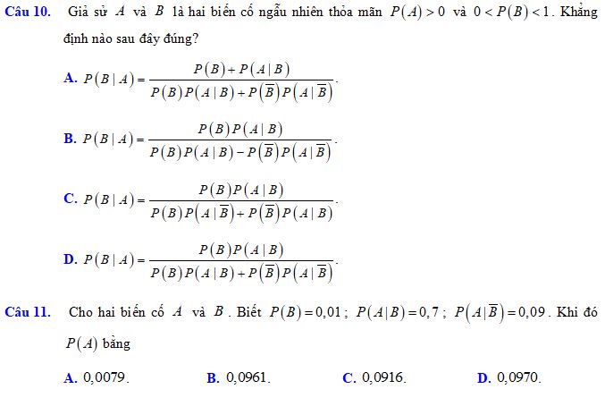 Công thức xác suất toàn phần - công thức Bayes