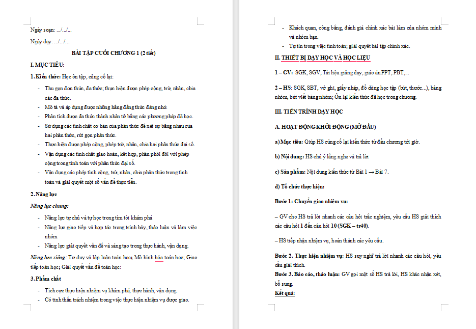 PowerPoint Toán 8 Bài tập cuối chương 1