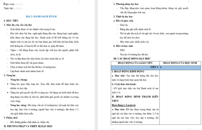 Giáo án Tiếng Việt 2 Bài 2: Nói và đáp lời chia buồn, lời chia tay