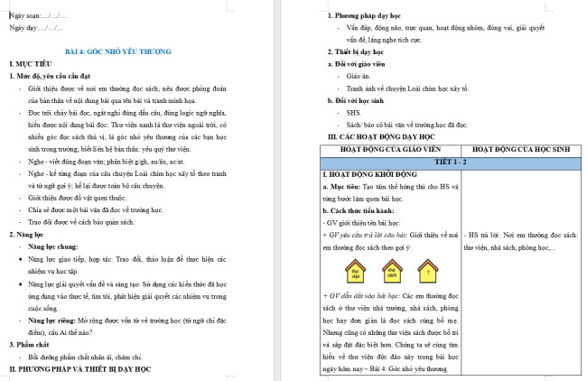 Giáo án Tiếng Việt 2 Bài 4: Nghe - viết Ngôi trường mới, Phân biệt g/gh, au/âu, ac/at