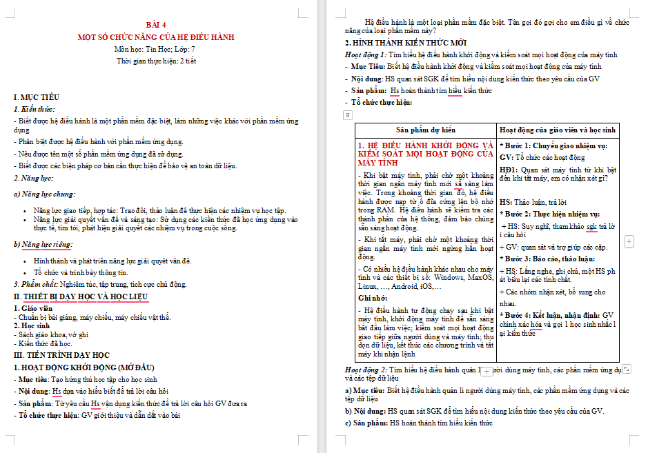 Giáo án PowerPoint Tin học 7 Bài 4