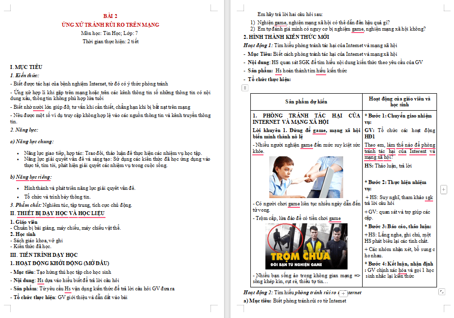 Giáo án PowerPoint Tin học 7 Bài 2