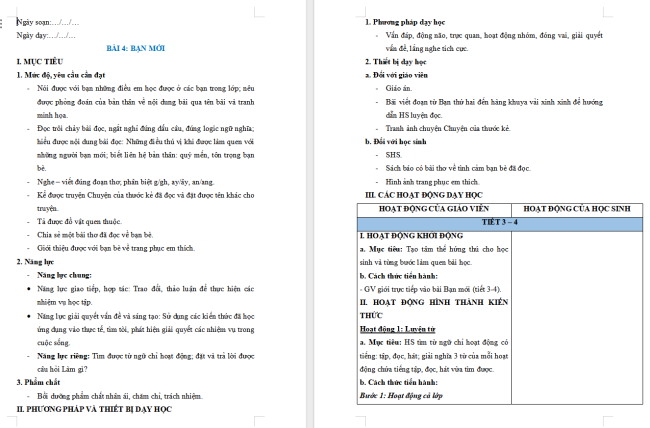 Giáo án Tiếng Việt 2 Bài 4: Đọc - kể Chuyện của thước kẻ