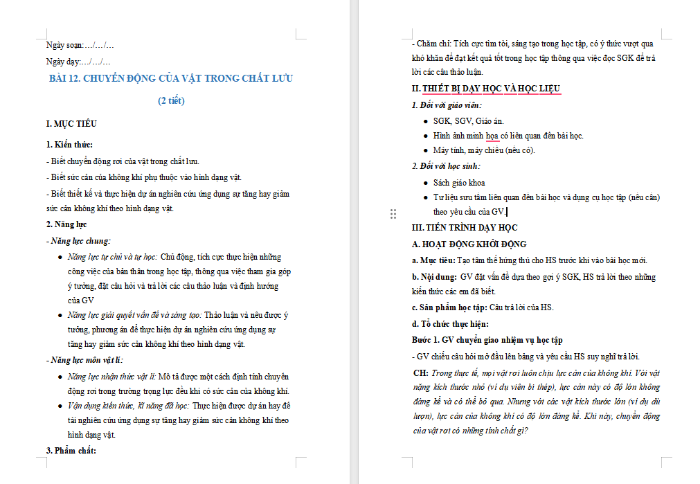 Giáo án PowerPoint Vật lí 10 Bài 12 Chân trời sáng tạo