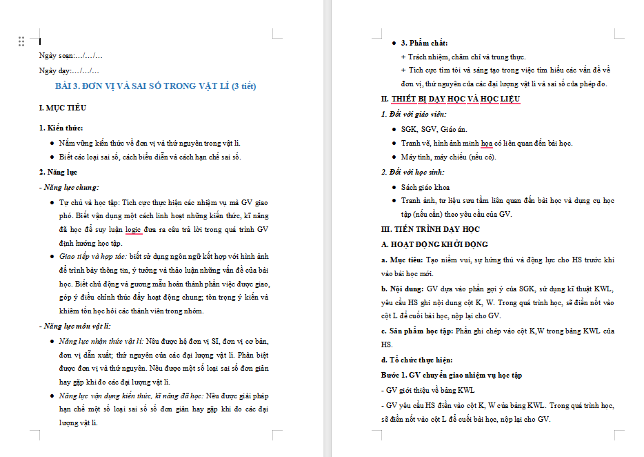 Giáo án PowerPoint Vật lí 10 Bài 3 Chân trời sáng tạo