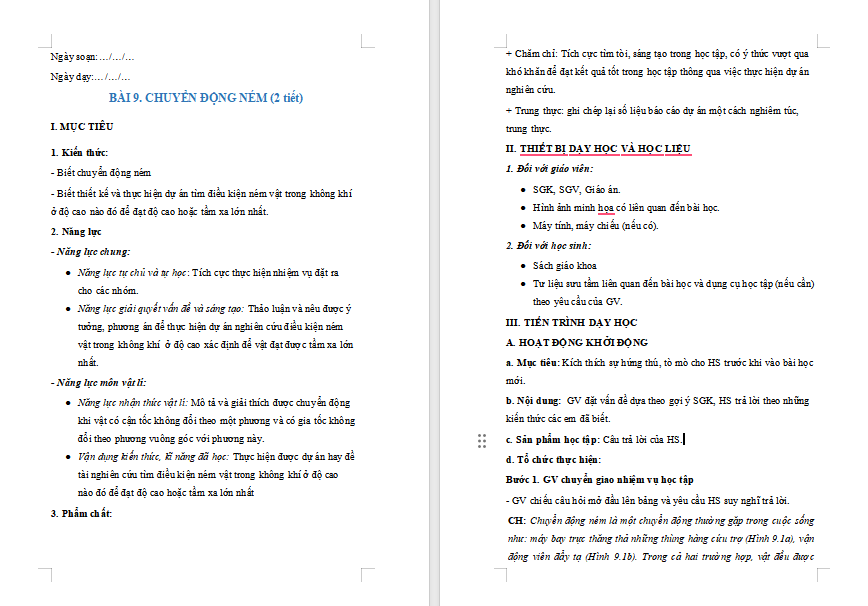 Giáo án PowerPoint Vật lí 10 Bài 9 Chân trời sáng tạo