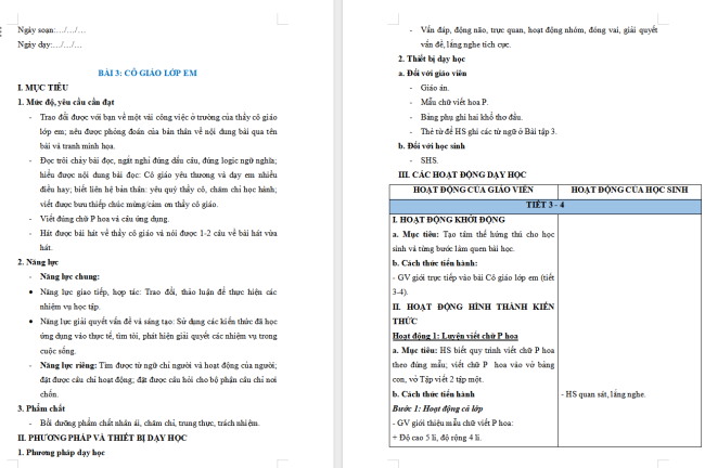 Giáo án Tiếng Việt 2 Bài 3: Từ chỉ người, chỉ hoạt động. Đặt câu hỏi Ở đâu?