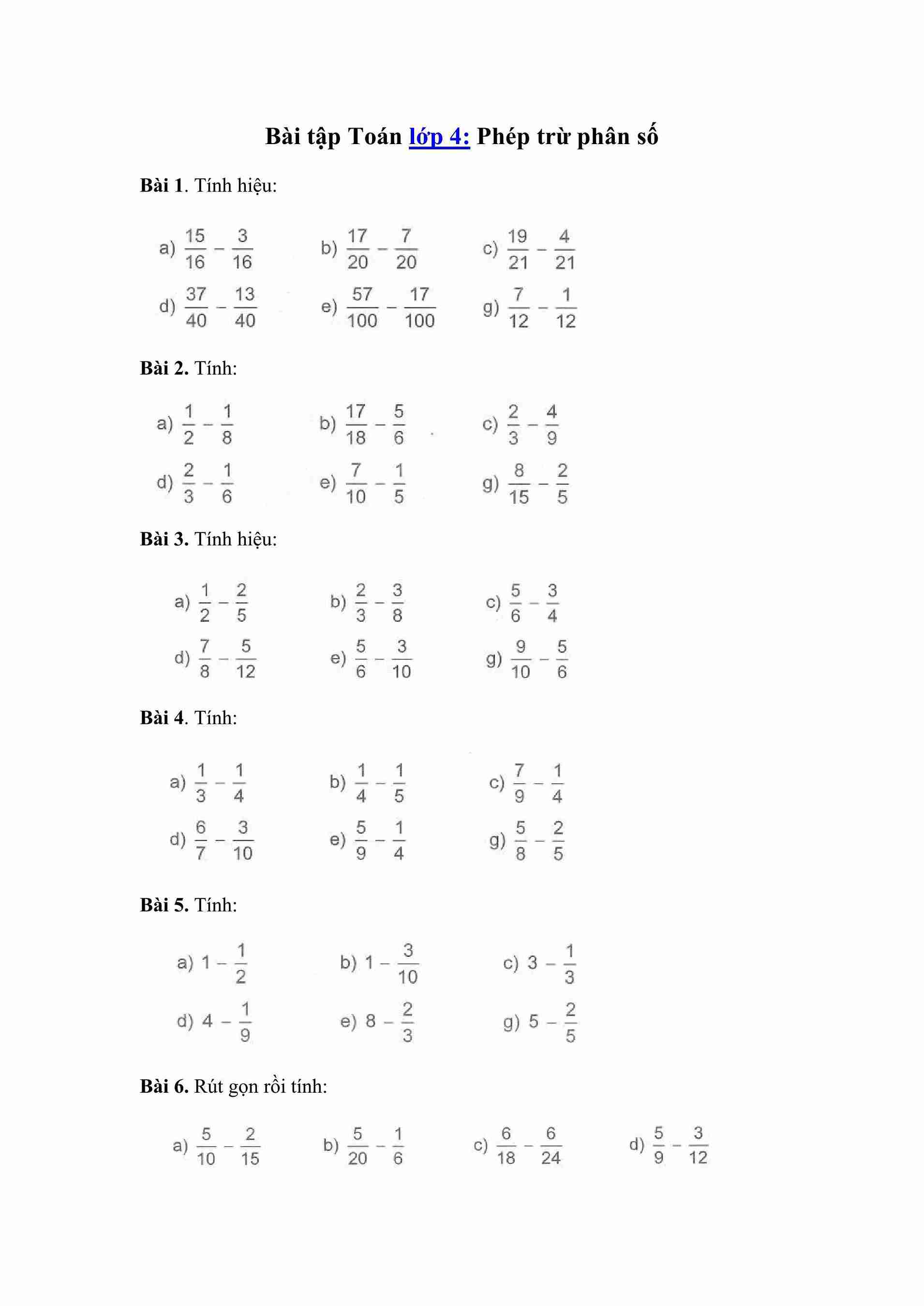 Bai tap toan lop 4 phep tru phan so hinh anh 0*822801